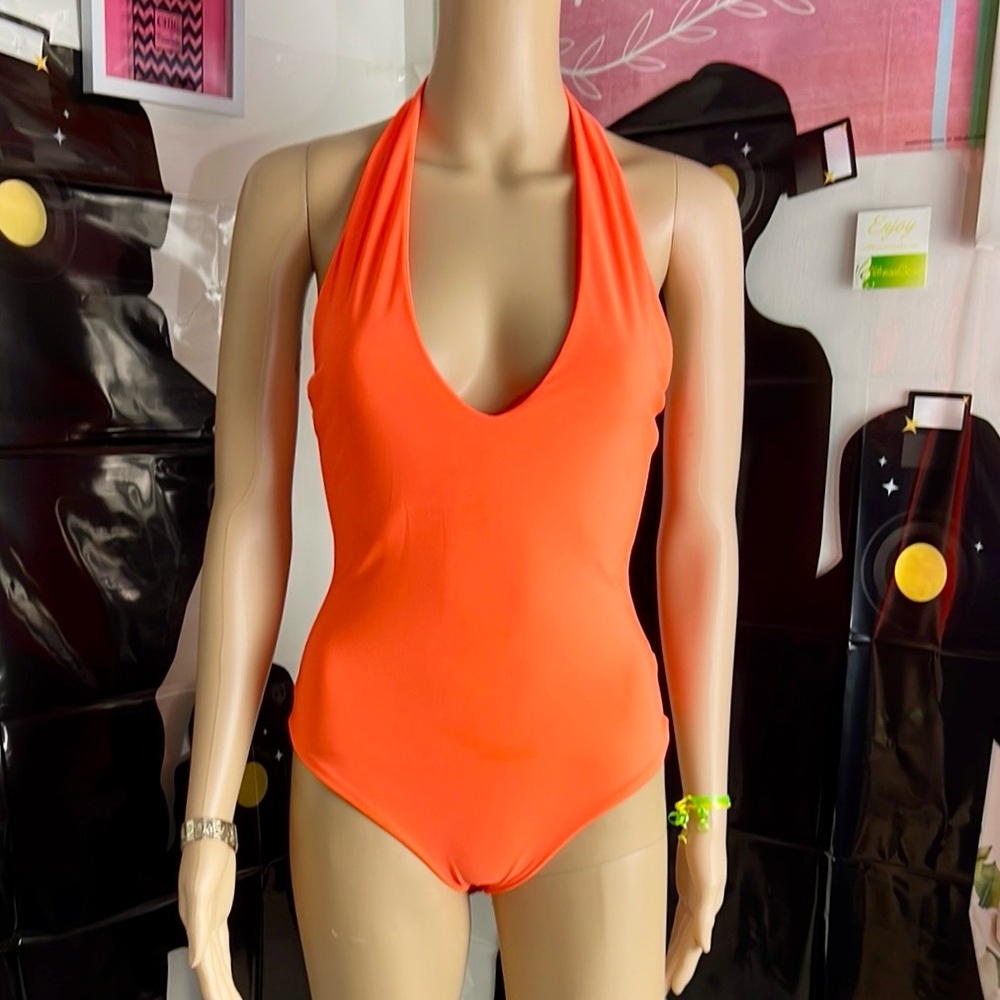 Fashion Nova Orange Halter Bodysuit